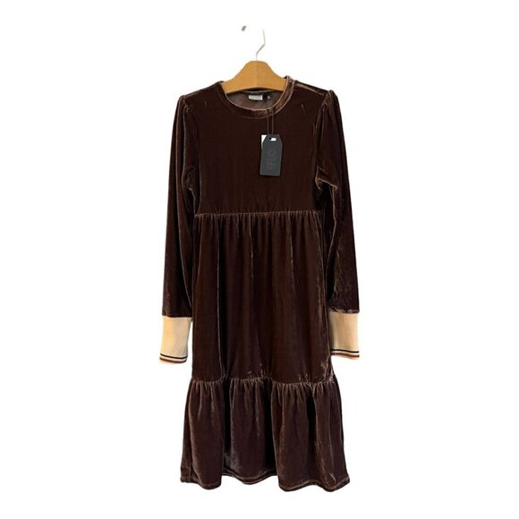 Like Flo Taupe Velvet Dress Brand New Tiered - Picture 2 of 6